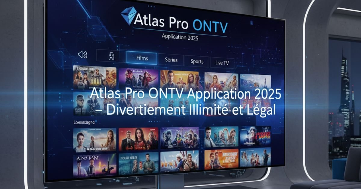 Smart TV streaming interface of Atlas Pro ONTV Application 2025 showing movies and series in 4K.