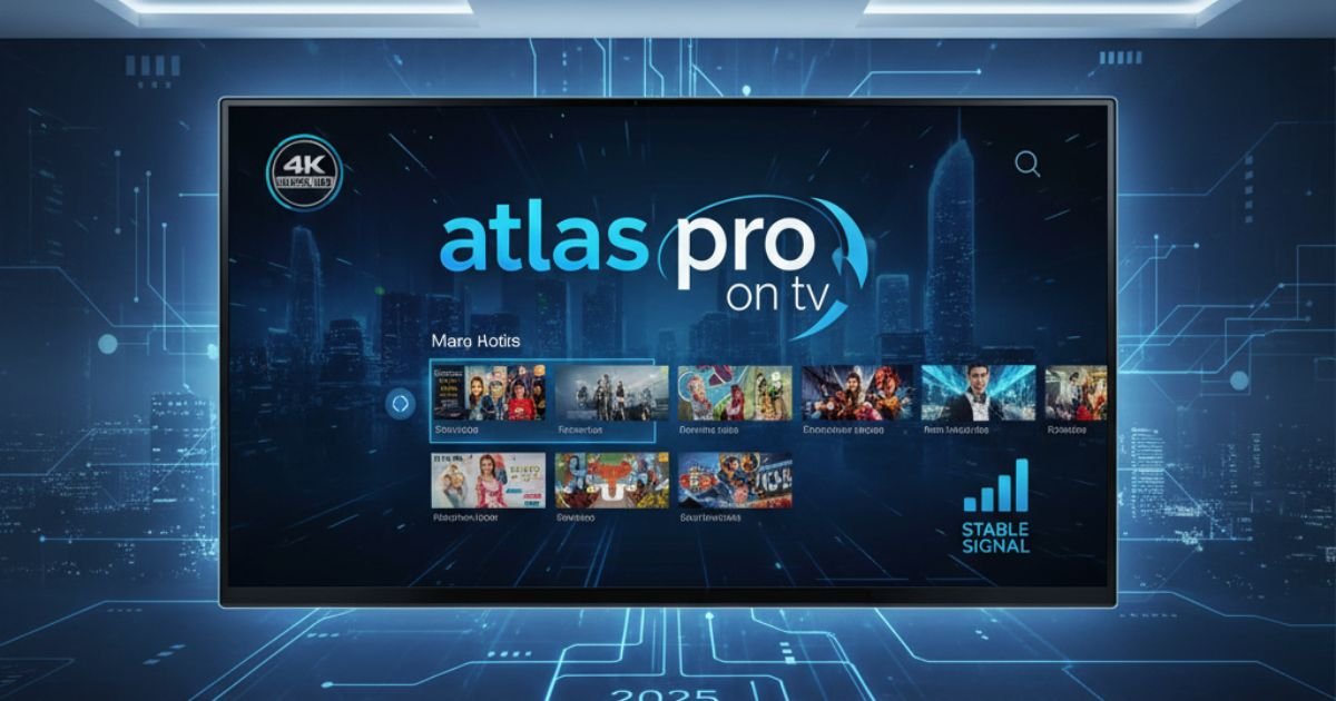 Interface IPTV atlas pro on tv sur écran moderne montrant un streaming stable et fluide en 2025