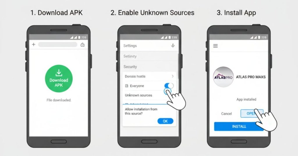 Guide d’installation du fichier APK ATLAS PRO MAX sur Android