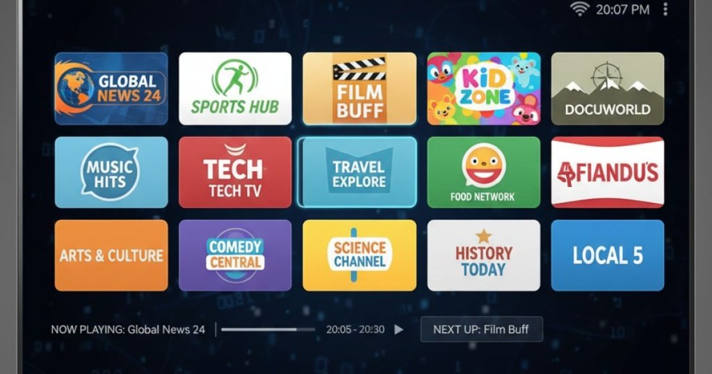 Interface IPTV Atlas Pro Ontv avec plusieurs chaînes françaises